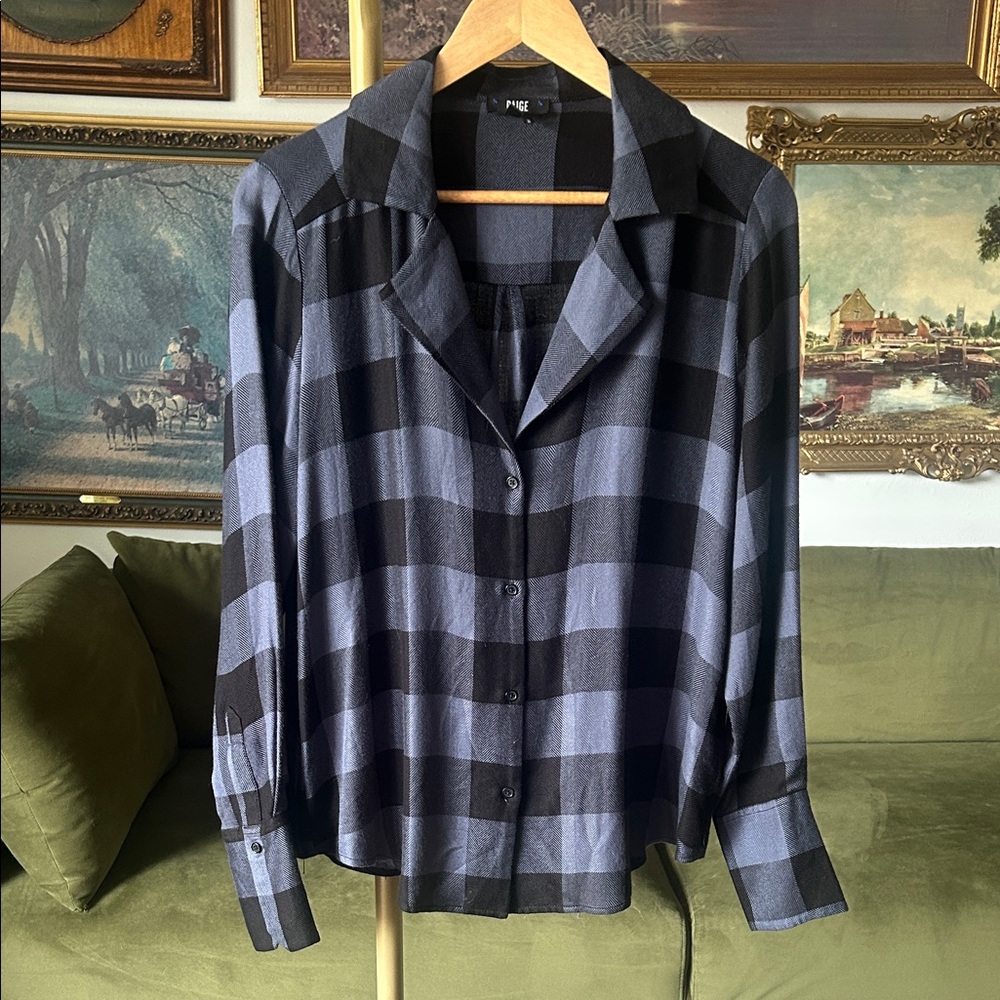 PAIGE Blue and Black Flannel Shirt